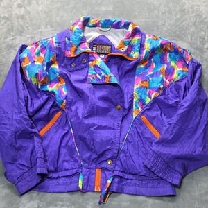 Vintage River Edge R.E. Sport Purple Multicolor Women's Size US M Windbreaker